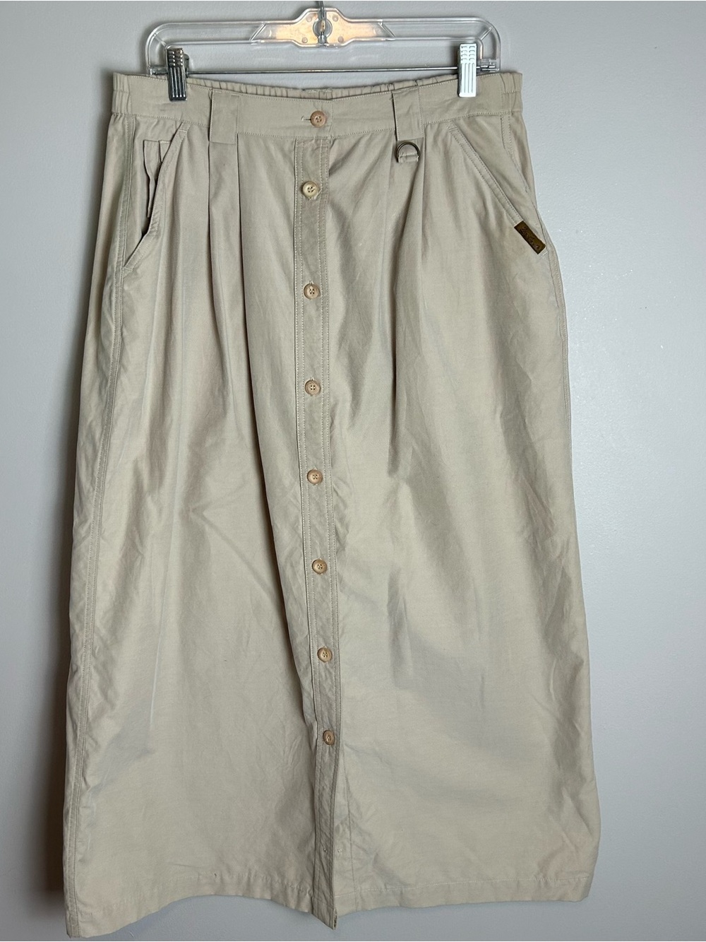 Woolrich Taupe Women’s Button Front Midi Length Cotton Blend Skirt Size Medium